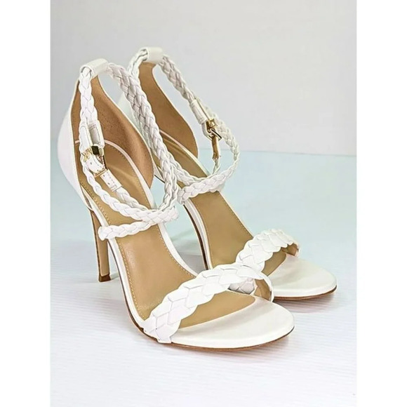 Michael Kors Women's Astrid White Leather Braided Heel Sandal Size 8.5 MSRP $145 - Picture 4 of 11